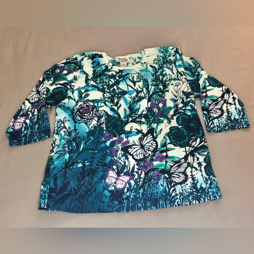 Anthony Richards 3/4” Sleeve Floral Print Top Size Medium